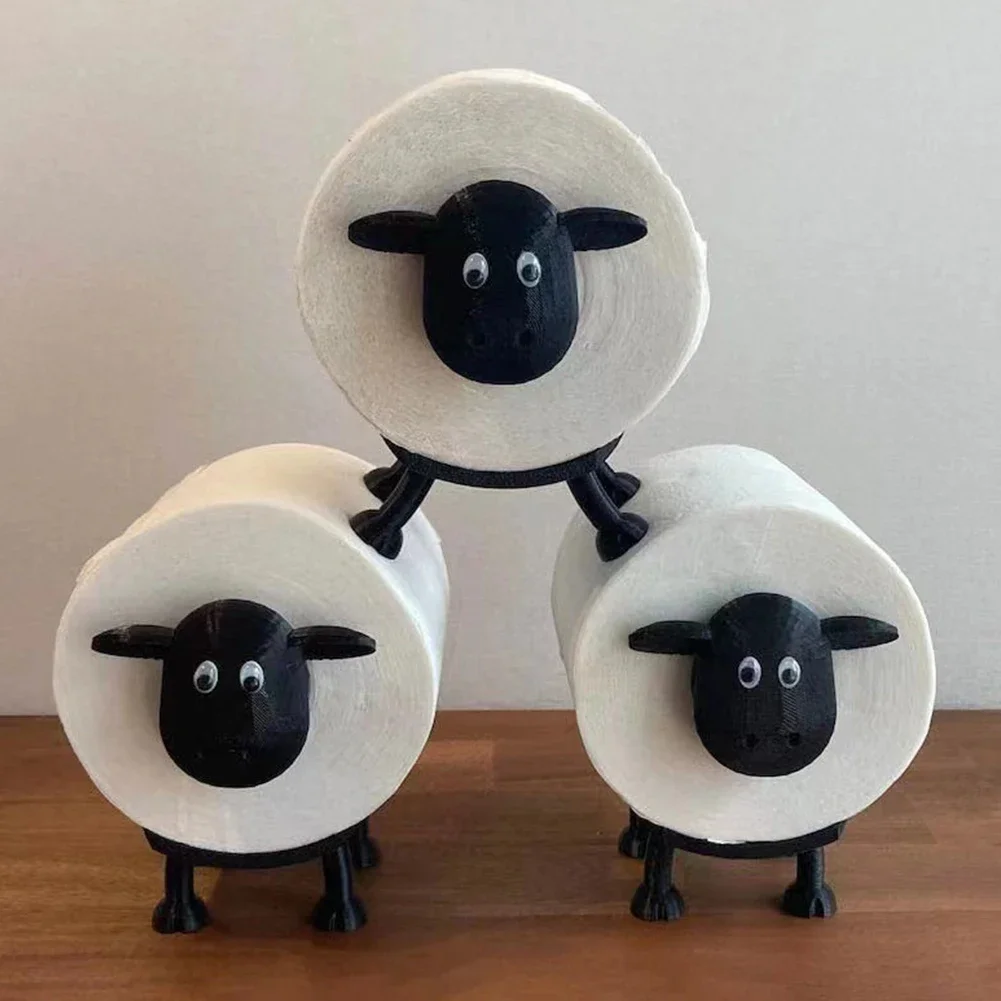 Sheep Toilet Paper Holder Resin Lovely Sheep Tissue Box Stackable for Home Bathroom Vanity Night Stands