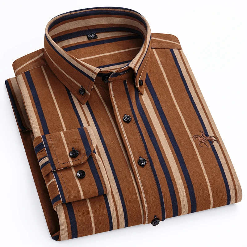 Cotton Shirt Plus size 6XL cotton korean fashion long-sleeve shirts for men slim fit formal plain shirt striped houndstooth plaid clothes