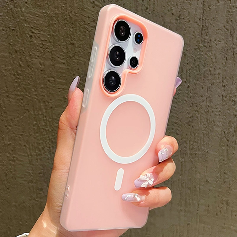 Luxury Candy Magsafe Wireless Charging Matte Phone Case with Magnetic Bumper Cover