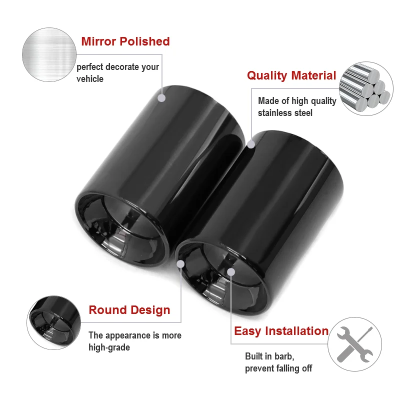 2pcslot Exhaust Tip for BMW X1 F48 304 Stainless Steel Car Exhaust Pipe Outlet Decoration Silencer Trims, exhaust muffler tip,exhaust pipe muffler,exhaust trim pipe,car exhaust pipe bracket,exhaust pipe hanger,exhaust rubber bracket
