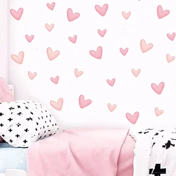 60pcs Pink Hearts Decor Wall Stickers 3