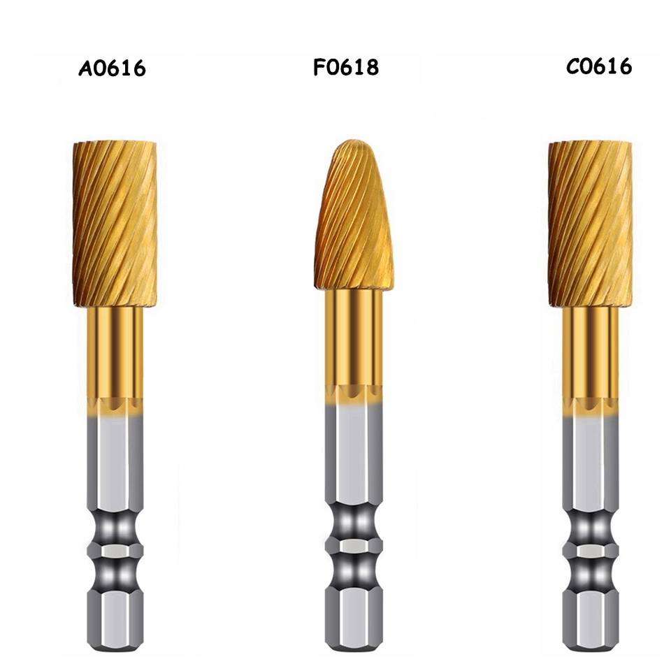 3 pcs/set Titanium Plating Single Double Groove Tungsten Steel Carbide Rotary File Drill Bit For Stainless Steel Polishing Tools