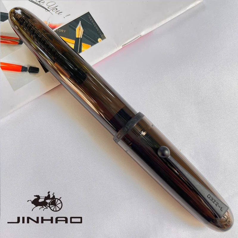 1 PCS JINHAO 9019 Screw off Cap Transparent Black Business Writing Calligraphy Pen with Big Converter 5