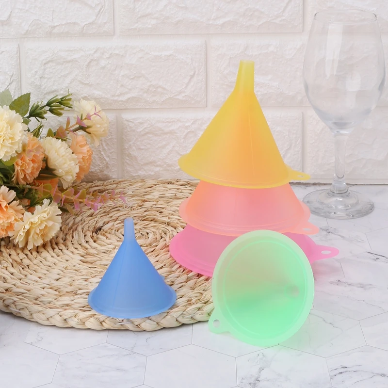 5Pcs Colorful Plastic Funnel Small Medium Large Variety Liquid Oil Kitchen Set Dropshipping plastic filter funnel