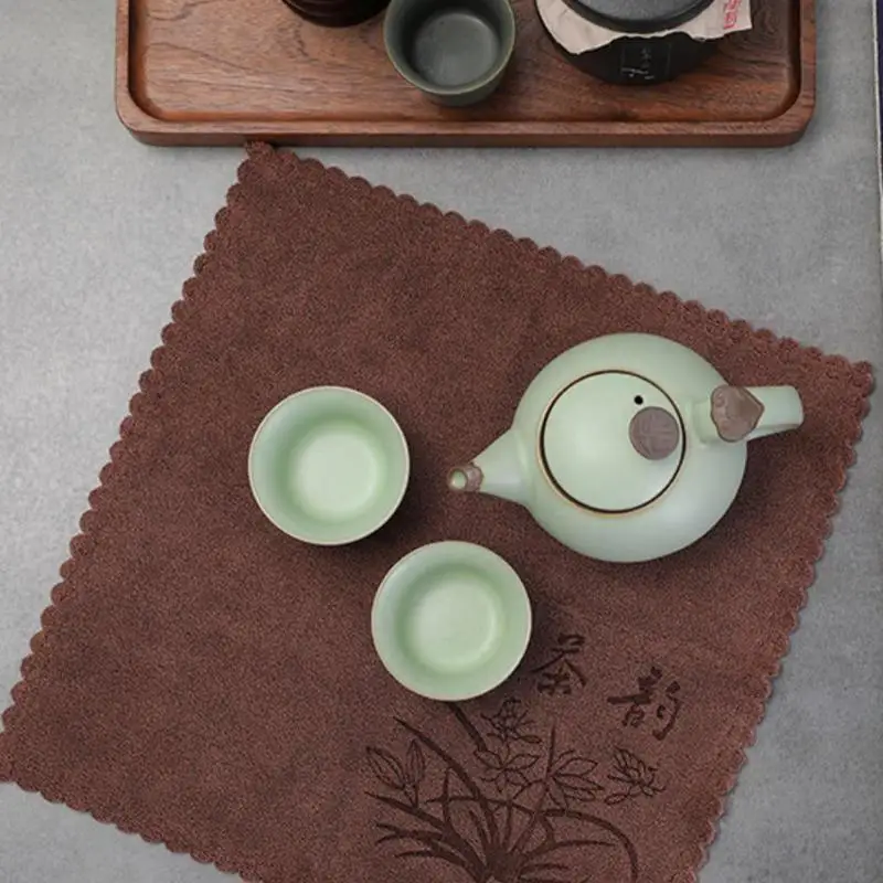 Tea towel Tea Towel Cleaning Cloth Tea Mat Thickened Absorbent Rag Wipe Soft Cotton Kitchen Household Towel Kung Fu Accessories