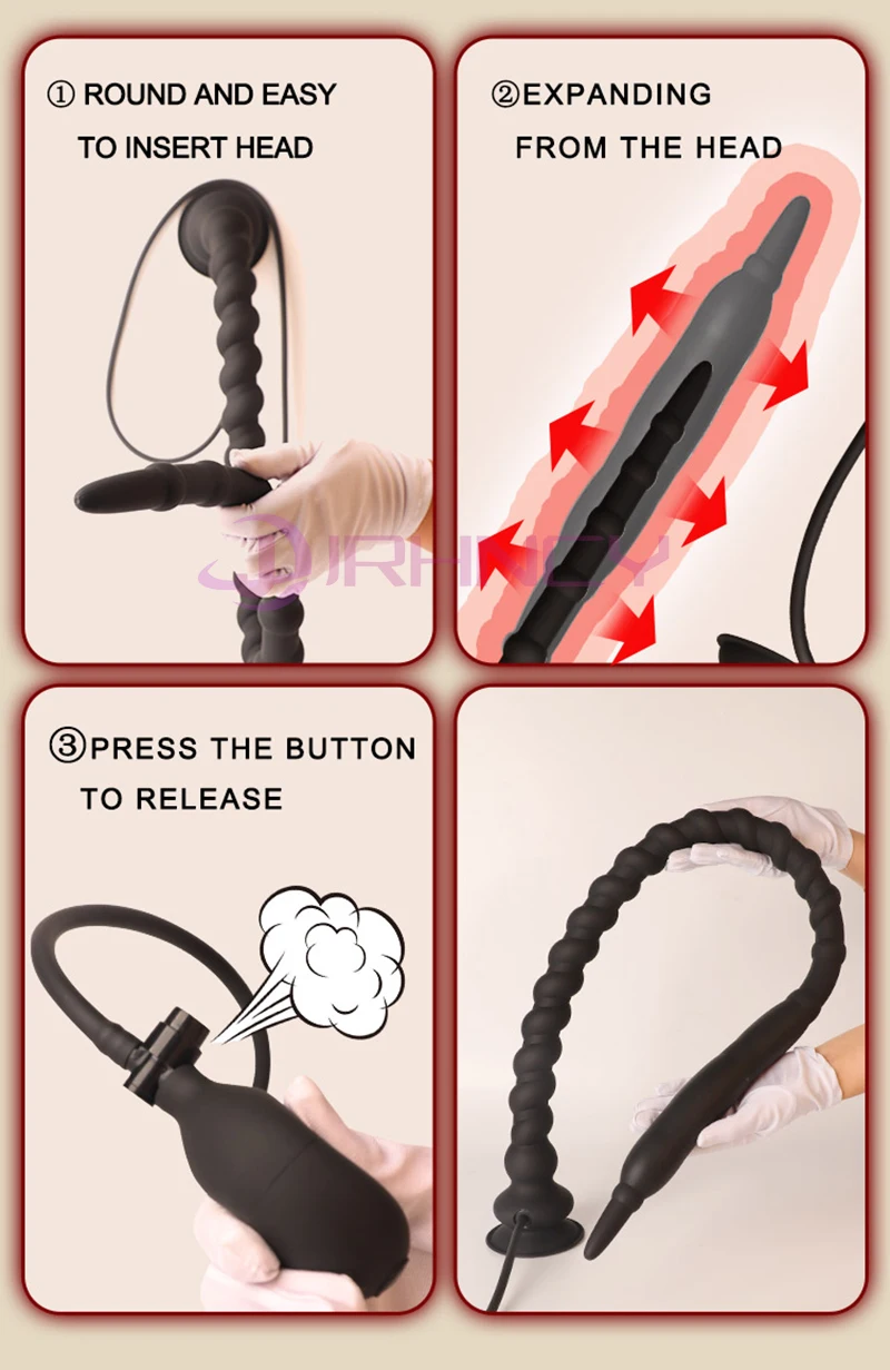 Extra Long Inflatable Anal Plug Prostate Massager For Dilation_voghion.com