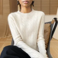 Autumn And Winter New Fashion 100% Pure Wool Sweater Crew Neck Long Sleeve Pullover Sweater Women's Clothing Korean Pop topWQ712 - Image 2