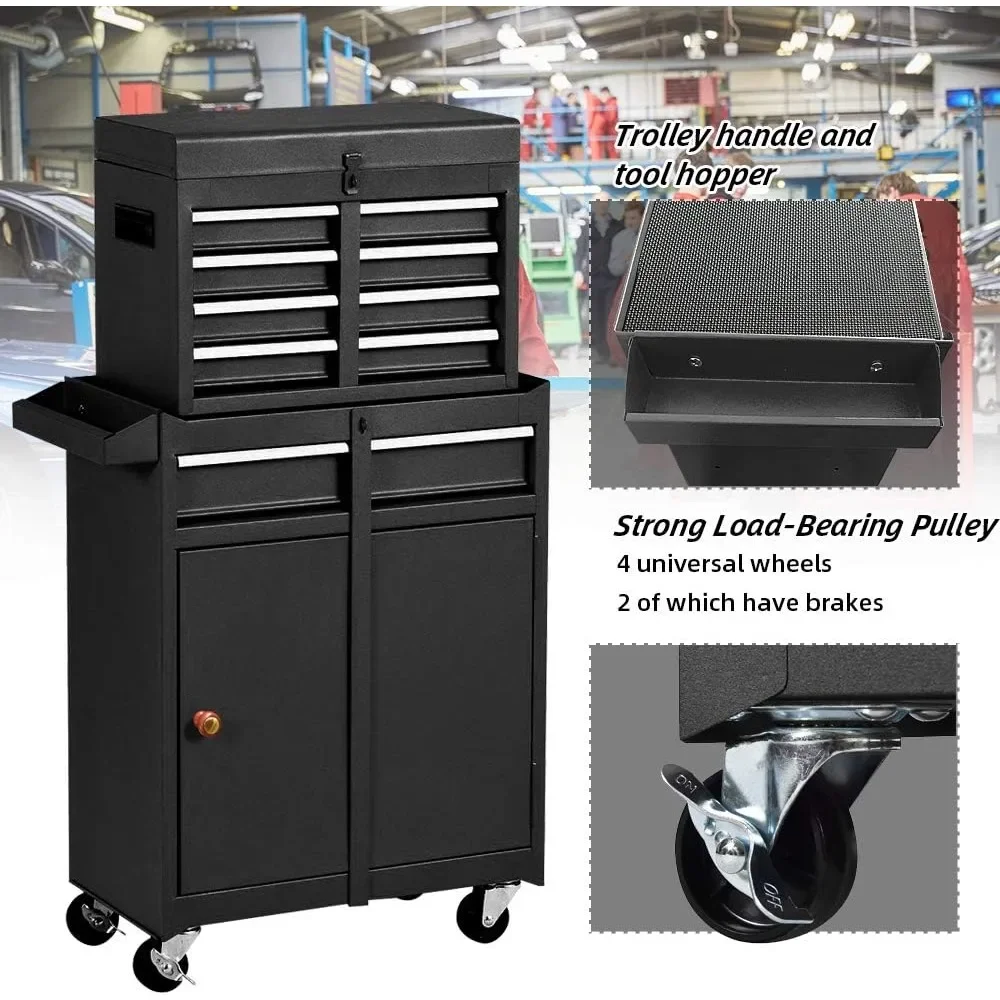 Big Tool Chest with Drawers and Wheels Tool Cabinet  Removable Rolling with Lockable Drawers for Mechanics Garage Workshop 4