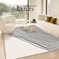 Modern Minimalist Living Room Rug Black Line Art Design Solid Color Bedroom Rug Fluffy and Soft Home Decor ковер Tapis سجادة IG 2