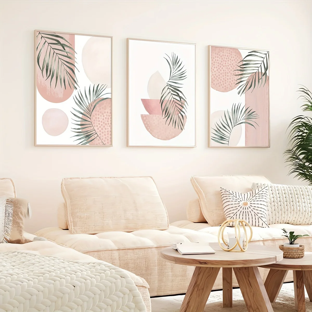 3pcs/set Tropical Plant Leaf Unframed Poster Print Geometry Abstract Wall Art Painting Modern Picture Home Living Room Bedroom