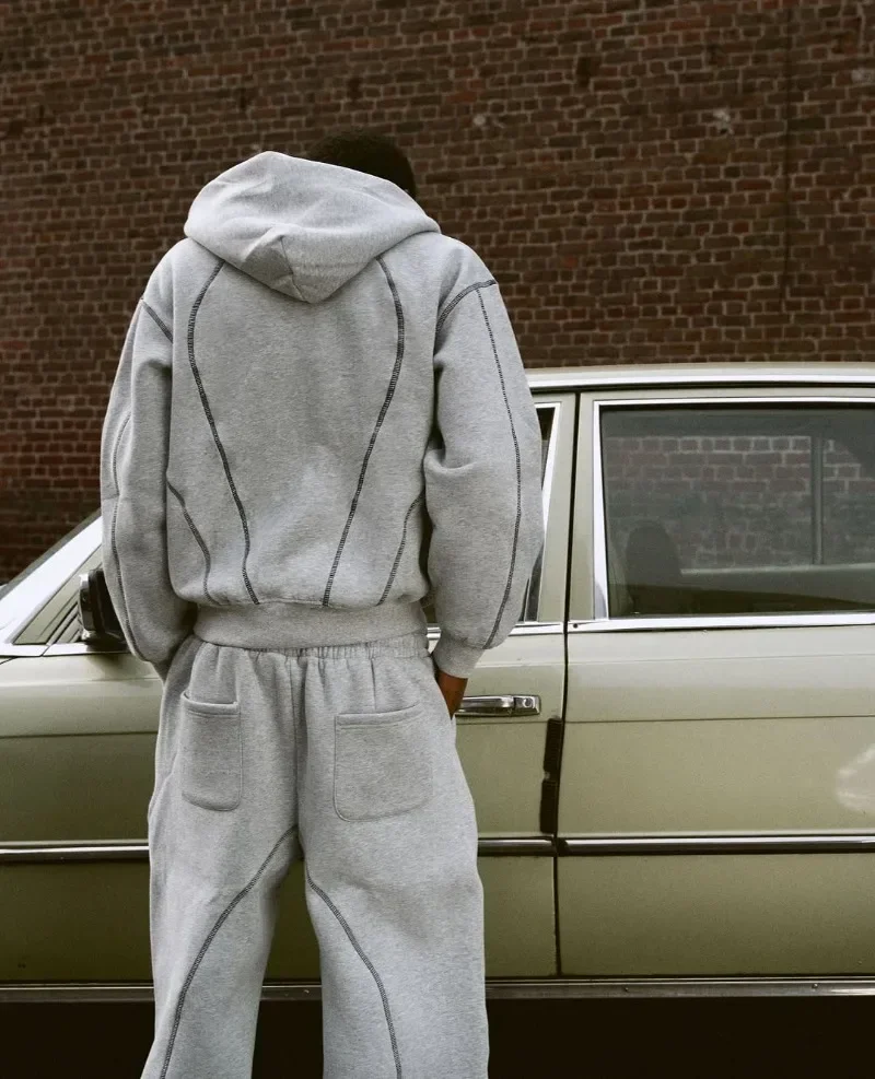 fashion High street hip hop new Y2k men clothing set retro trend casual sportswear personality pattern design loose sweatpants 6