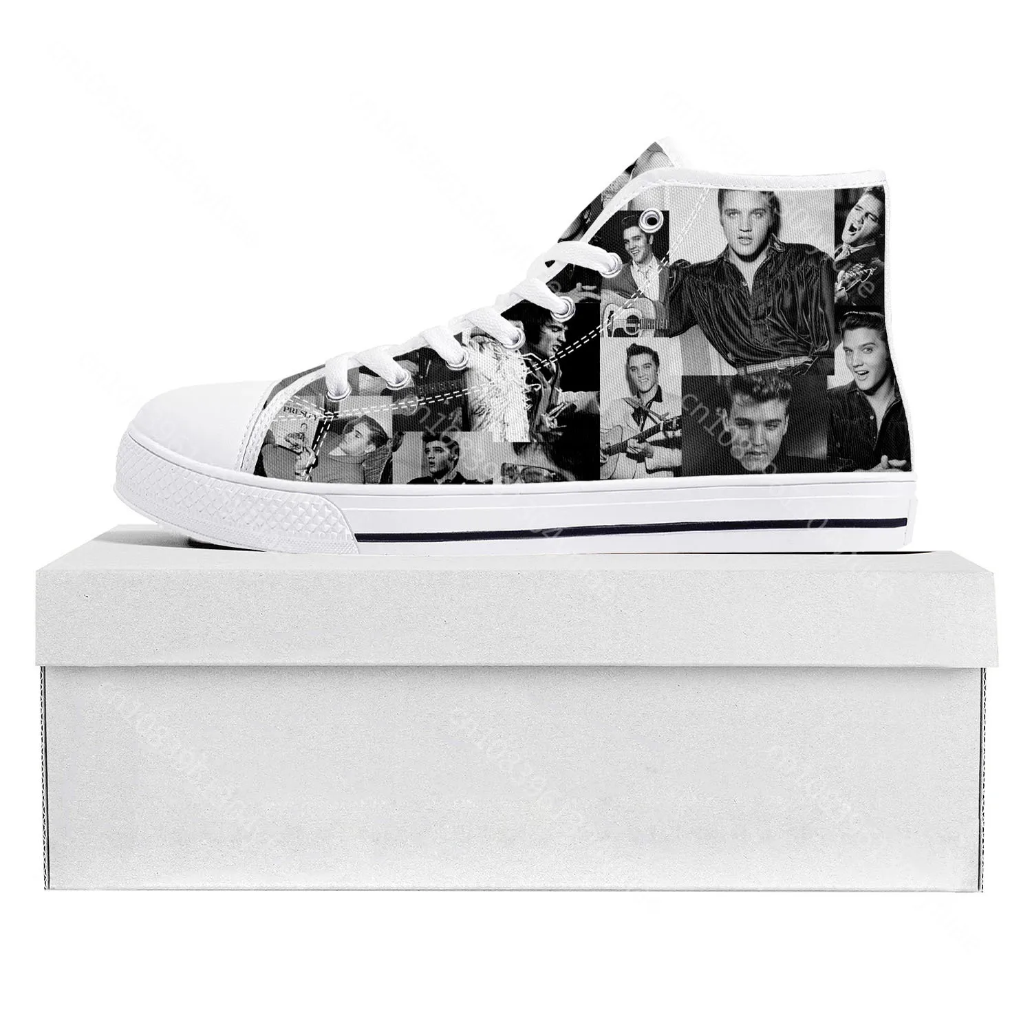 Elvis The King Hillbilly Cat High Top High Quality Sneakers Mens Womens Teenager Aaron Canvas Sneaker Couple Custom Shoe Presley