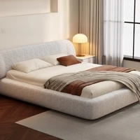 Mariage lits confortables esthétique Double rangement européen lits modernes crème concepteur minimaliste bois Cama Casal meubles 6