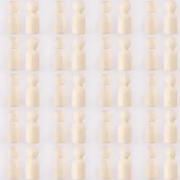 40Pcs Wooden Peg People Unfinished 35mm 1
