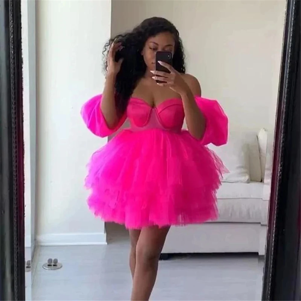 

Bealegantom Sexy Short Homecoming Dresses Sweetheart Off Shoulder Puffy Mini Graudation Cocktail Formal Prom Party Gown QA73