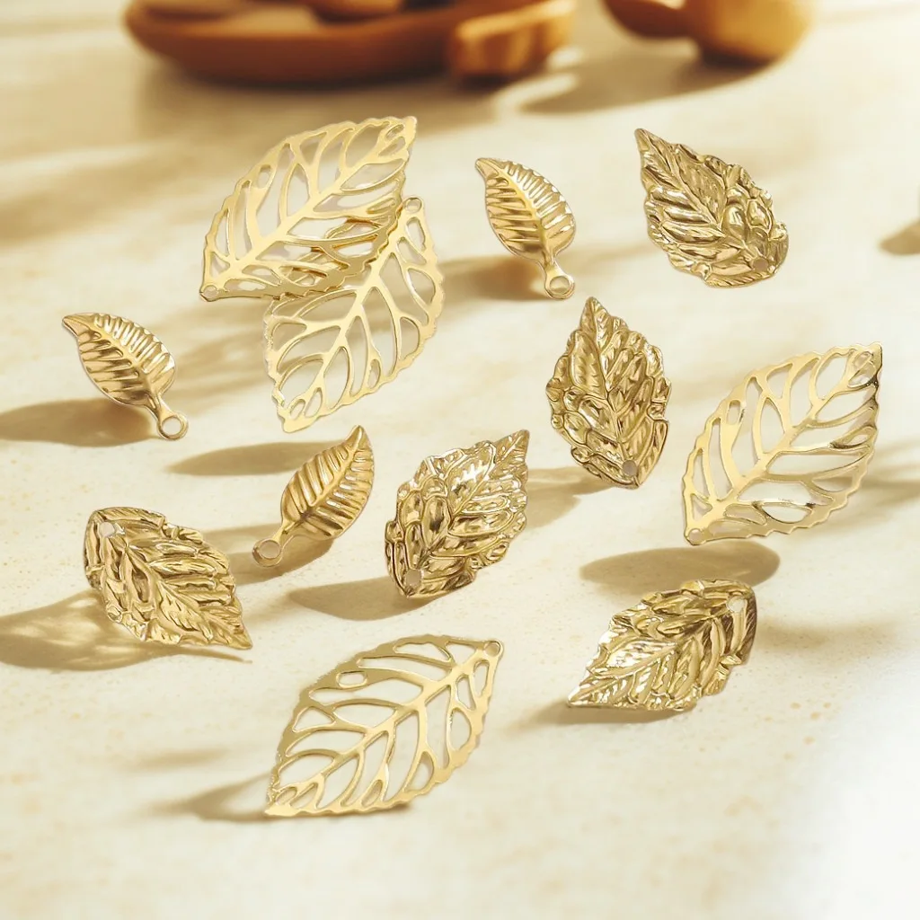 Stainless Steel Fittings Gold Leaves DIY Accessories Pendant Wholesale 3