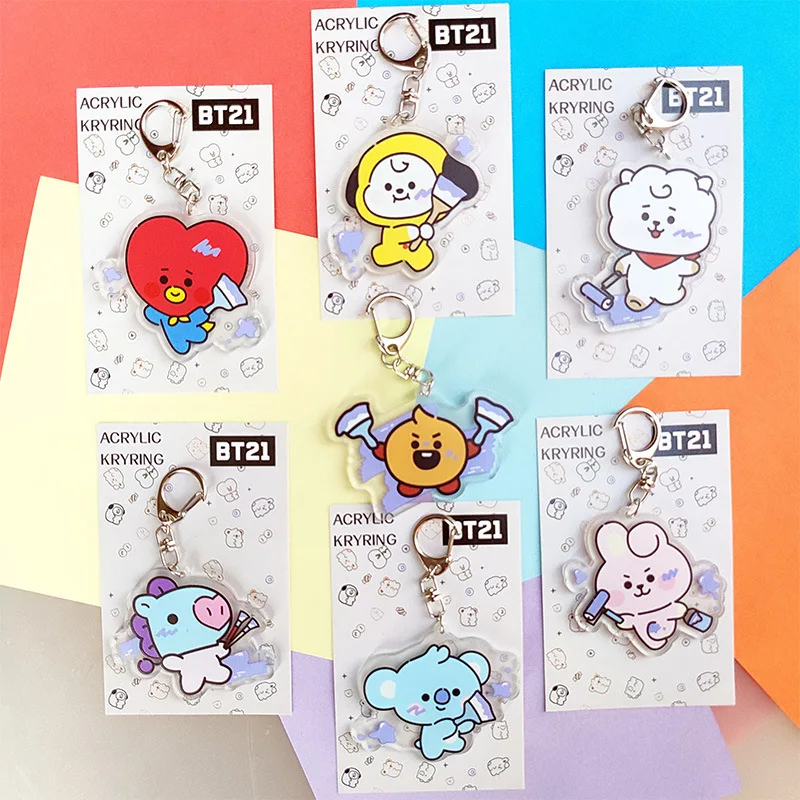 Neuer BT21 Koya RJ Shooky Cooky Tata Chimmy Mang Schlüsselanhänger, kreatives, hochwertiges Anime-Cartoon-Figurenmodell, Auto-Rucksack-Anhänger – Detail 9