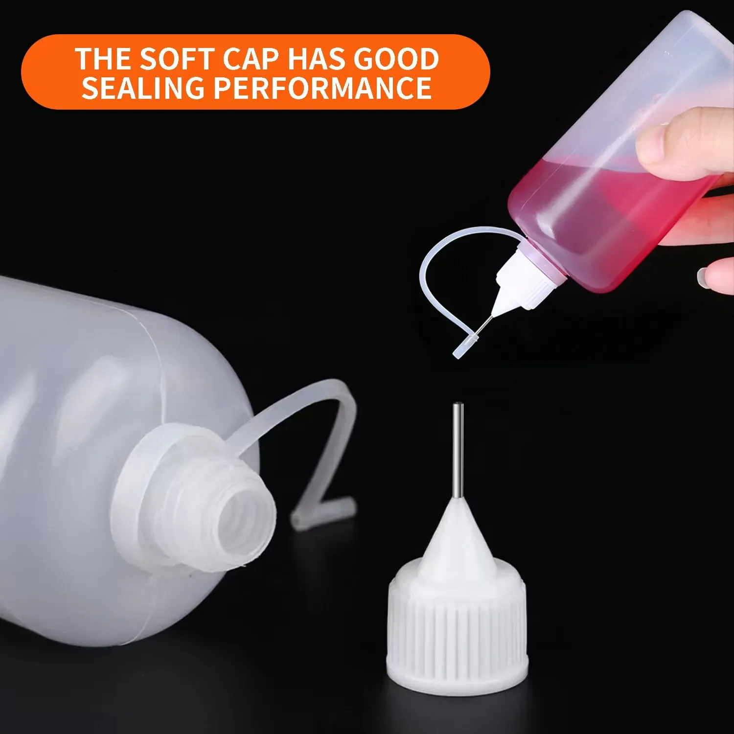 Needle Tip Glue Bottle Squeeze Plastic Bottle Dispensing Needle Sealing Cap Liquid Flux Dispenser Applicator 1Pcs