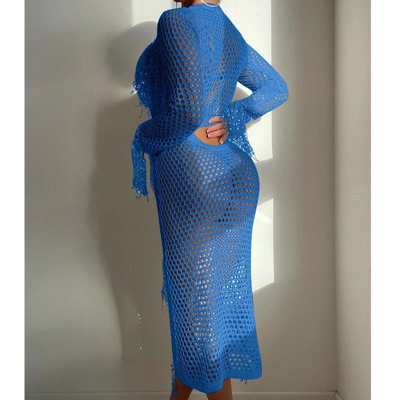 Beach Holiday Bikini Cover Up Dress Sun Protection Skinny Chic Women's Sexy Waist Reveal Dress Club Party Night