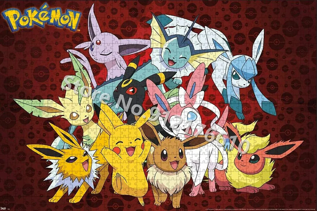 Pokemon 300/500/1000 Pieces Family Decompress Educational Puzzle Pikachu Cartoon Anime Monster Puzzle Jigsaw for Kids Toys