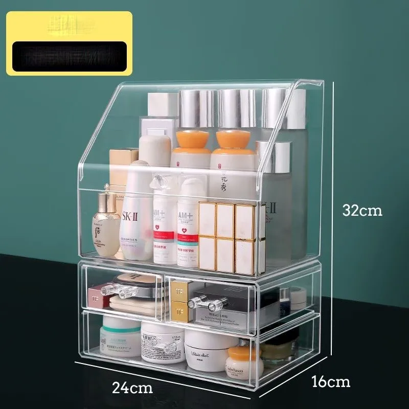 Desktop Cosmetics Storage Box Dust-proof Acrylic Lipstick Large Capacity Box Skincare Dressing Table Drawer Storage Rack ZF336 4