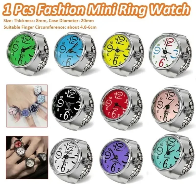 1 Pc Women Men Fashion Mini Ring Watch Vintage Personalized Quartz Finger Watch Rings Jewelry Gifts Accessories Finger Watch Ring Jewelry Accessories