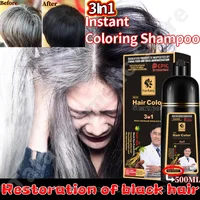 100/500ML Natural Herbal Hair Dye Shampoo 3 in 1 Change Hair Color Gray Hair to Dark Brown Black Deep Nourishing Care