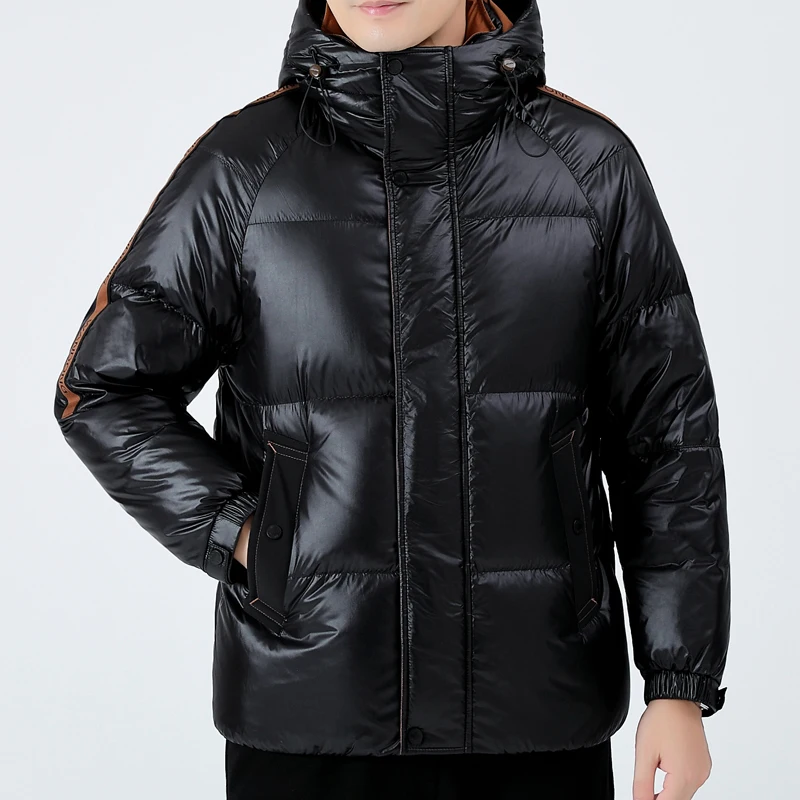 Ture 90% Goose Down Jacket High End Mens Luxury Brand Hooded Feather Goose Coat Male Thicken Thermal Black Puffer Jacket