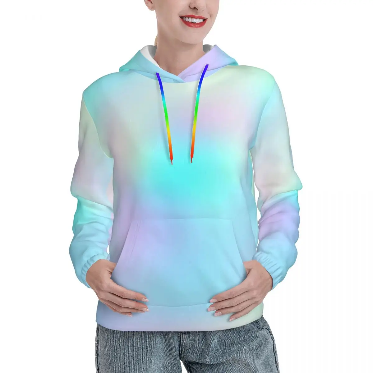 

Pastel Tie Dye Casual Hoodies Women Pastel Rainbow Funny Pullover Hoodie Spring Streetwear Classic Hooded Sweatshirts Oversized