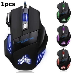 Ergonomic RGB Backlit 7-Button Gaming Mouse with Adjustable 5500 DPI (1 Pcs)