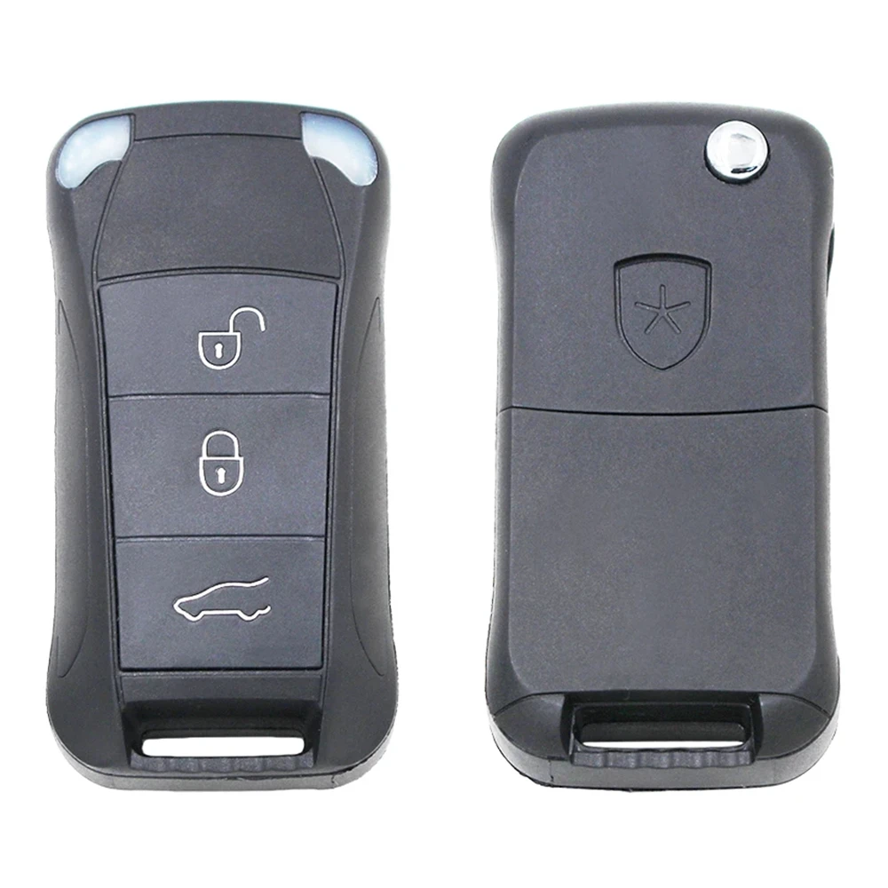 For Porsche Cayenne Uncut HU66 Blade 3 Buttons Flip Remote Key Shell Case Fob