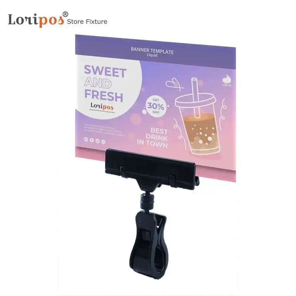 10pcs/lot Shelf Pipe Clamp Price Tag Hanger Clip Pole Black Food Tray Label Holders Sign Snap For Bake Sale Signs