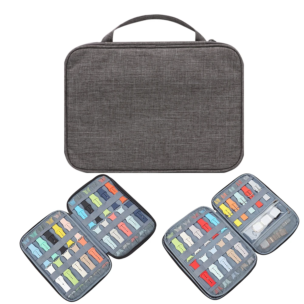 Watch Organizer Case Multifunction Portable Travel for Apple Watch Strap Band Storage Bag Watchband Holder Case Pouch Gray Black watch storage box,watchband storage bag,watch storage bag,watch storage pouch