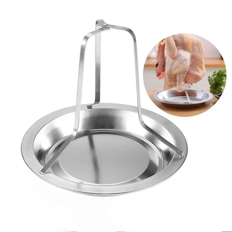 Stainless Steel Chicken Roasting Stand Turkey BBQ Roasting Rack Indoor Outdoor Chicken Holder Cooking Tool For Grill Oven Smoker