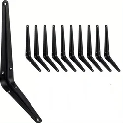 Set of 10 Heavy Duty Black Steel L-Brackets (6x8inch-10PCS)