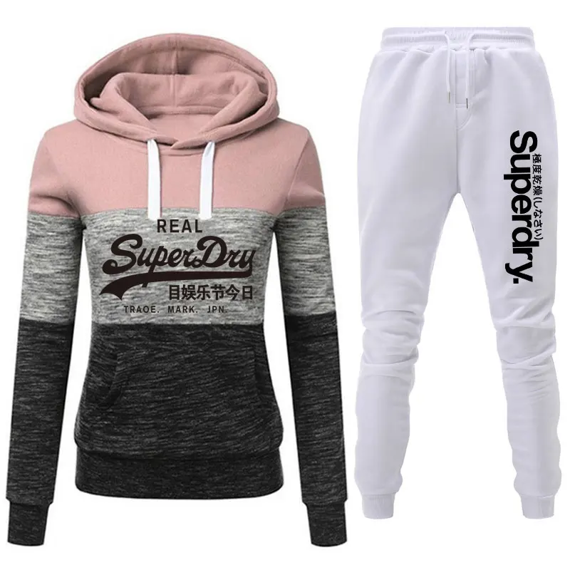 Winter Tracksuits Women 2 Piece Set Fleece Hoodies Sweatshirts Sweatpants Jogging Pants Suit Outfits Women Clothing Sweatsuits grey hoodie Hoodies & Sweatshirts