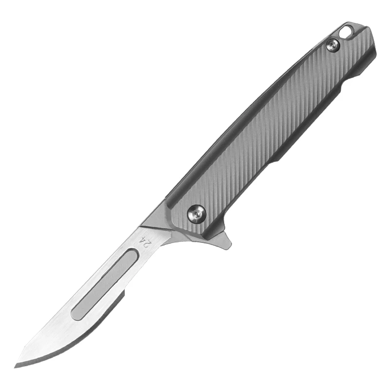 

HWZBBEN J099 Carbon Steel Folding Pocket Knife Titanium Alloy Handle Portable Edc Self-defense Survival Knives With Knife Clip