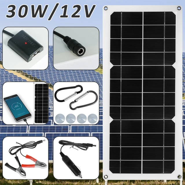 Panneau Solaire Polycristallin 30W Portable Avec USB – Pour Camping, Randonnée, Alimentation D'appoint