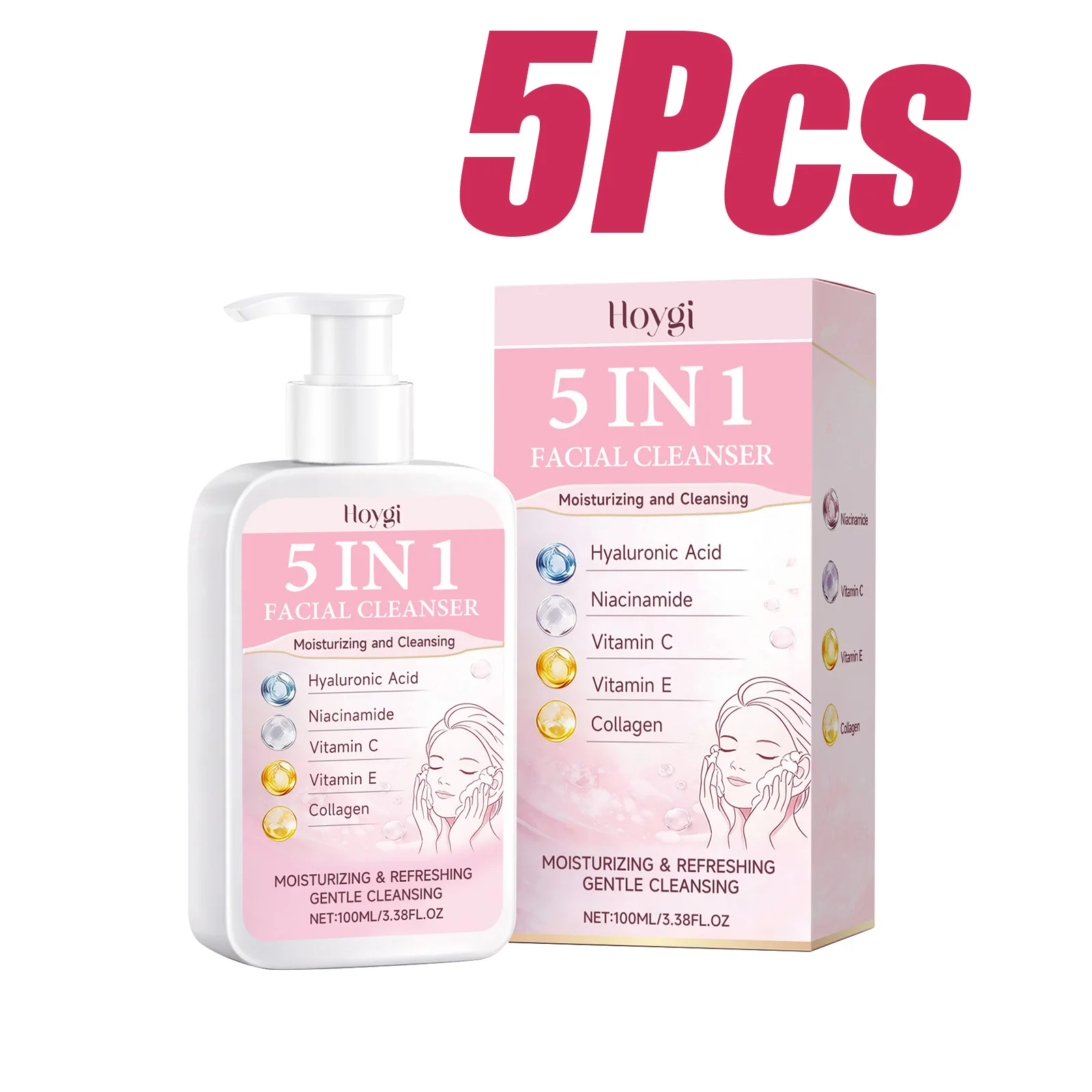Revitalizing 5-in-1 Moisturizing Facial Cleanser with Brightening Hydration and Light Foam Texture