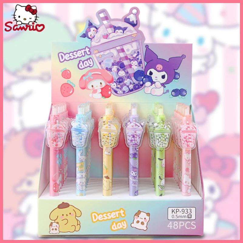 Sanrio Cartoon Cute Milk Tea Cup Patch Press The Pen High Aspetto Level Creative Jenga Neutral Pen Regali Di Cancelleria Per Studenti