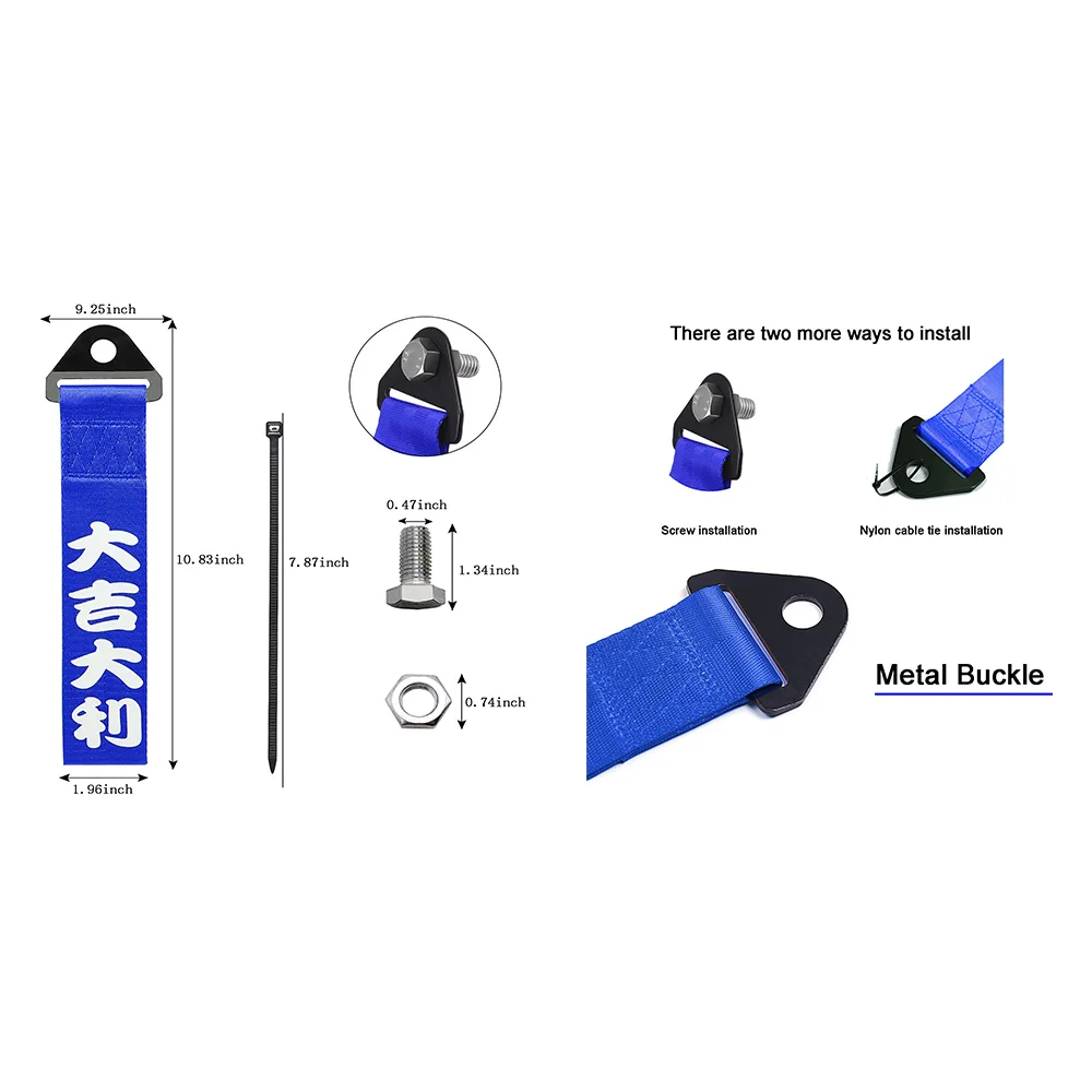 Tow Strap For Front or Rear Front Bumper Decortive Trailer Belt AULESSE 2PCS JDM Racing Black Blue Red nylon tow strap,car decoration strap,car tow strap,car accessories strap