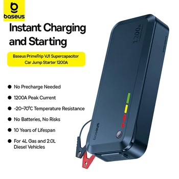 Basues 1200A Avviatore di emergenza per auto Super condensatore Batteria per auto di emergenza Avviamento Dispositivo booster per auto portatile Nessuna precarica necessaria