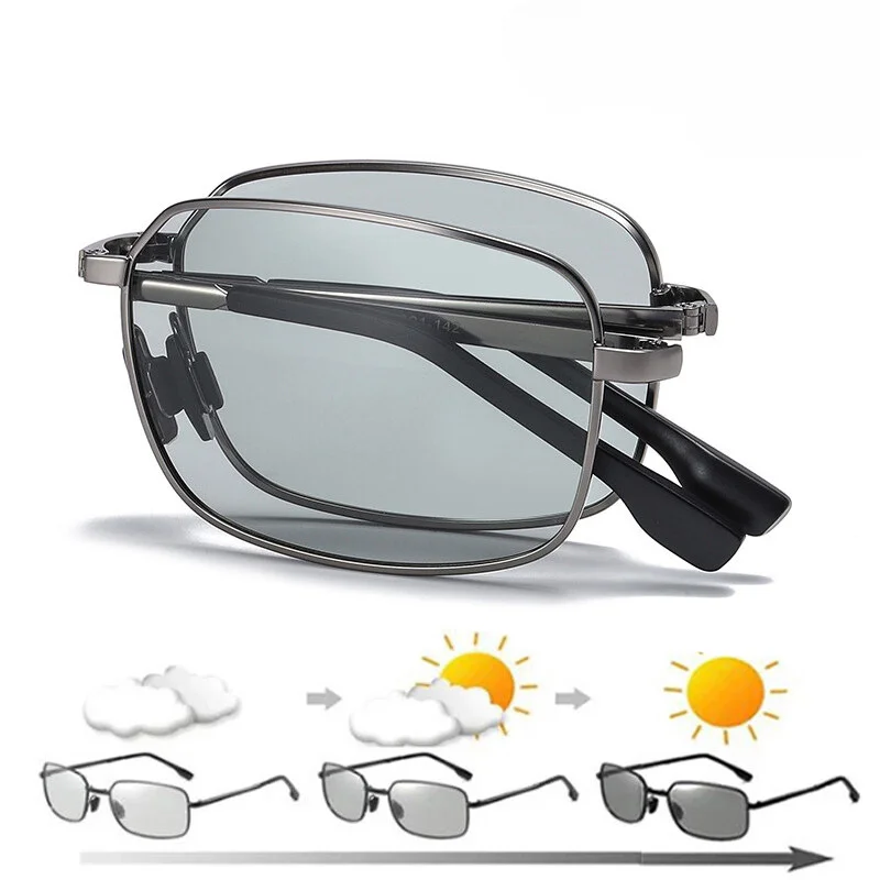 Folding Photochromic Polarized Sunglasses Men Driving Square Alloy Frame Outdoor anti glare sunglasses polarized sunglasses photochromic sunglasses driving glasses