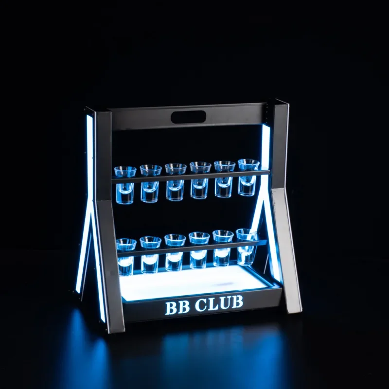Rechargeable Led Luminous Cocktail Bullet Cup Holder Neon Ktv Bar Wine Glass Hanging Props Wine Glass Holder