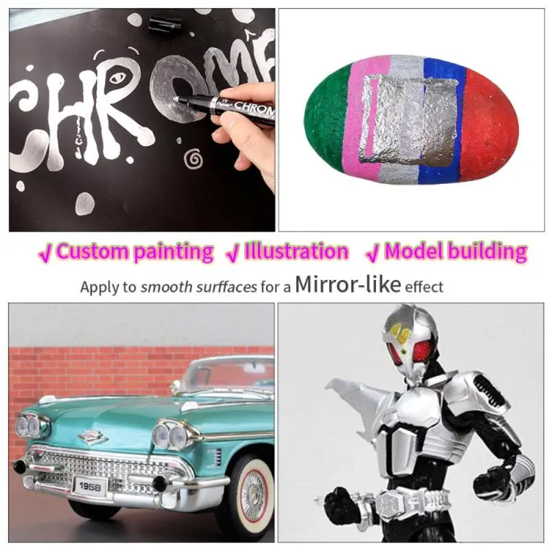 Penna Per Ritocco Vernice Auto - 3 Pezzi, Per Graffi Su Metallo, Plastica E PVC, Colore Argento/Oro