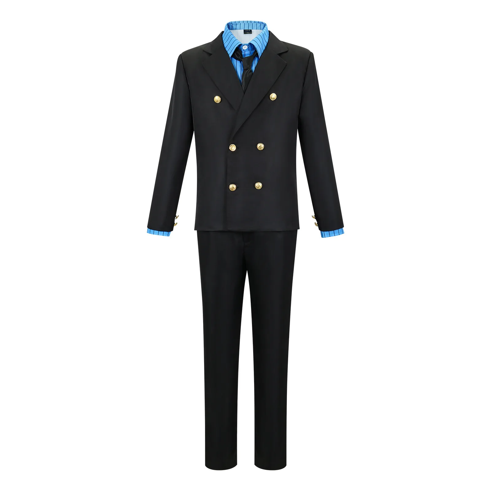 Anime One Piece Sanji Cosplay Costume Blue Yellow Shirt Suit Uniforms Full Set Halloween Party Role Play Outfit for Adult Men – Image 5