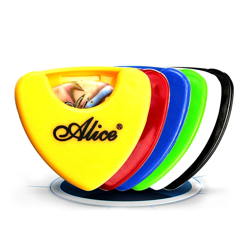 Description Picture 2 of item1PC Guitar Pick Holder Plastic Plectrum Case Mediator Quick Storage Self Adhesive Triangle Shape 37x40mm Random Color