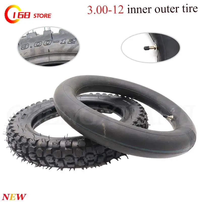 Pneu et chambre à air de haute qualité 3.00-12 80/100-12, pneu de 12 pouces pour moto tout-terrain, motocross, dirt bike