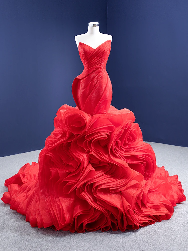 

Super fairy dream bride wedding dress hosting banquet performance dress plus size wedding custom