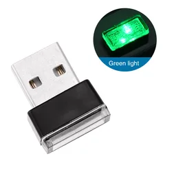 Vibrant LED Interior Car Atmosphere Lights - Mini USB Neon Accent Lamp (Green)